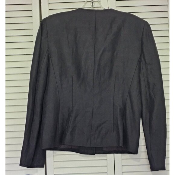 Vintage ANN TAYLOR Jacket Size 10 Black Four Button Casual Summer Linen Blend - Picture 2 of 5